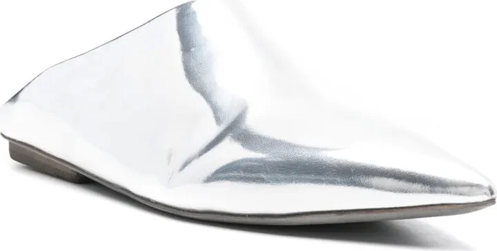 Pointed-Toe Flat Leather Mules - Image 2