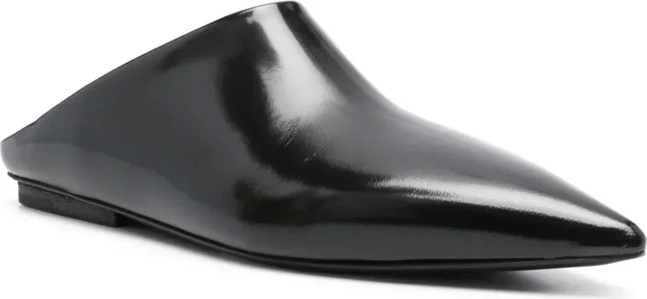 Pointed-Toe Flat Leather Mules - Image 2