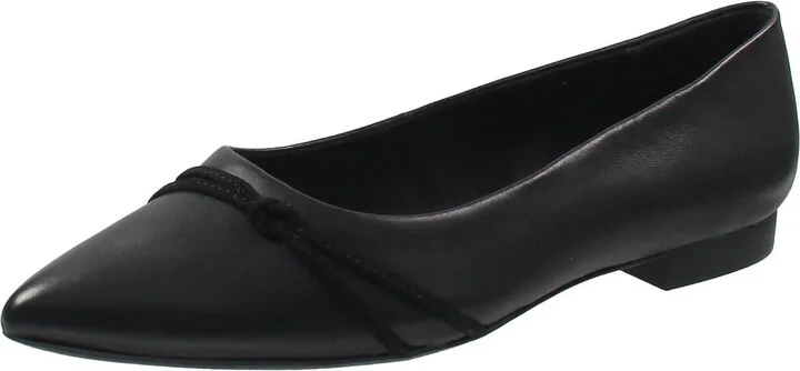 Pointed Toe Flats Womens Ribbed Leather Flat Shoes