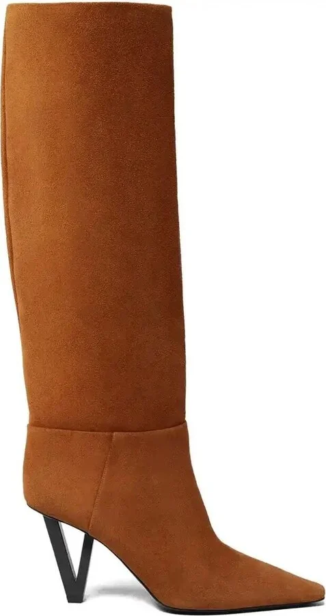 Pointed-Toe Knee-High Boots