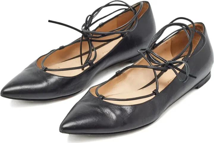 Pointed-Toe Lace-Up Ballet Flats - Image 2