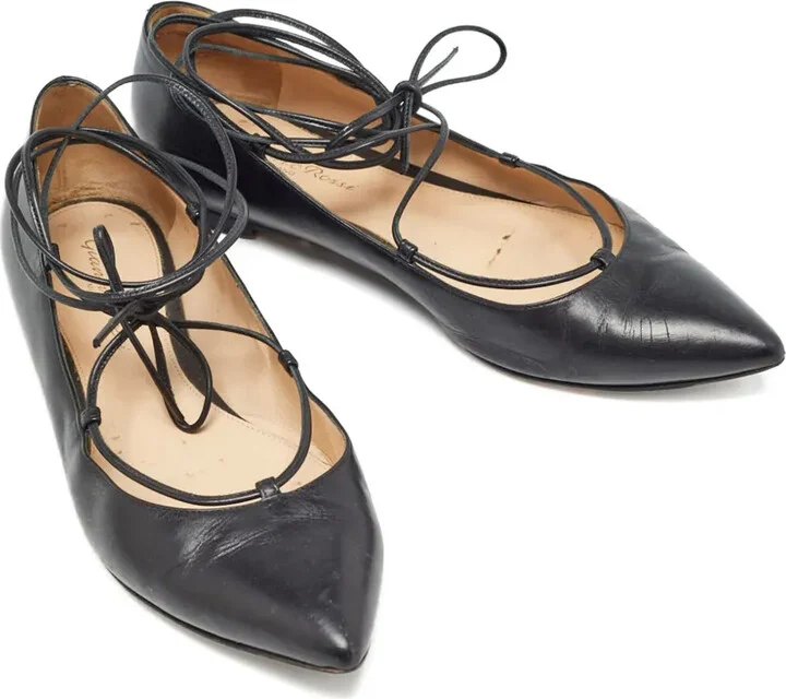 Pointed-Toe Lace-Up Ballet Flats - Image 3