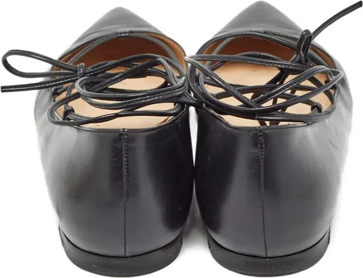 Pointed-Toe Lace-Up Ballet Flats - Image 4