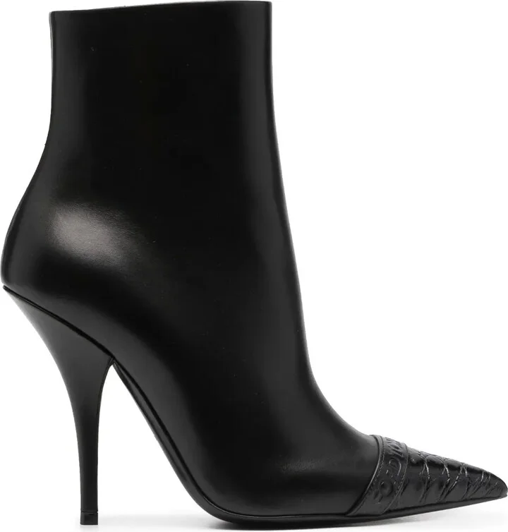 Pointed Toe Leather Ankle Boots