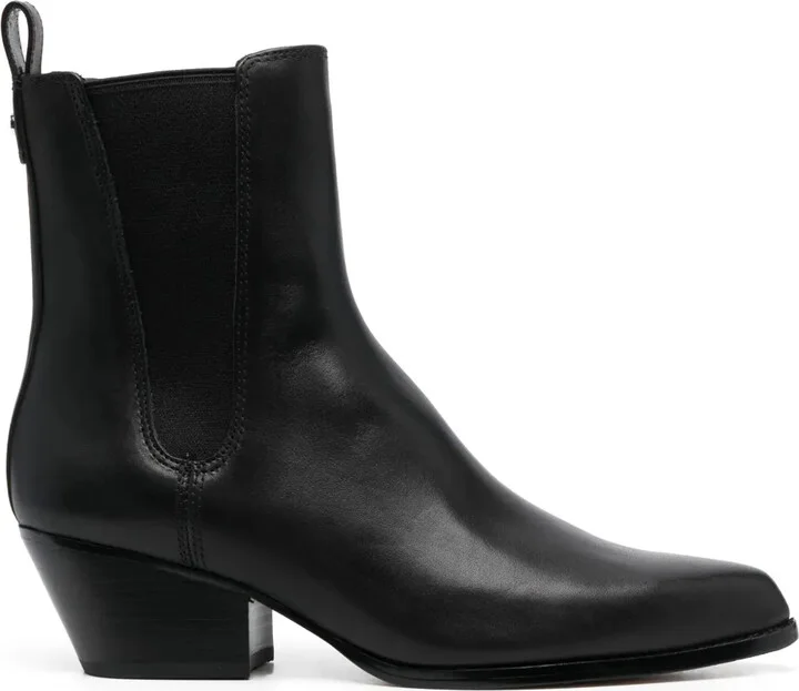 Pointed-Toe Leather Ankle Boots