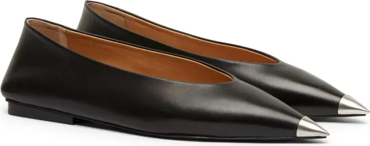Pointed-Toe Leather Ballerina Shoes - Image 2