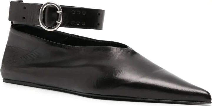 Pointed-Toe Leather Ballerina Shoes - Image 2
