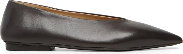 Pointed-Toe Leather Ballerina Shoes