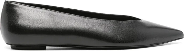 Pointed-Toe Leather Ballerinas