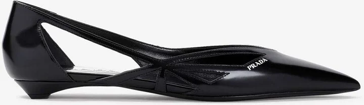 Pointed-Toe Leather Ballet Flats