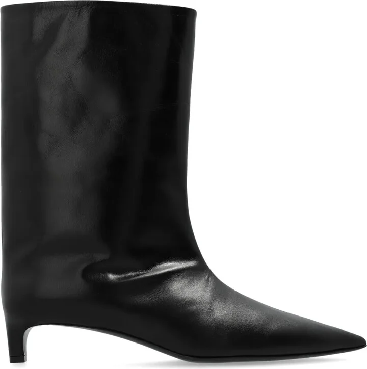 Pointed-Toe Leather Boots