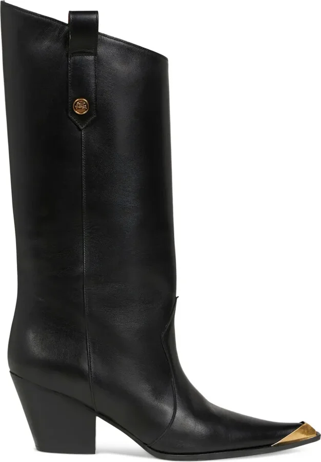 Pointed-Toe Leather Boots