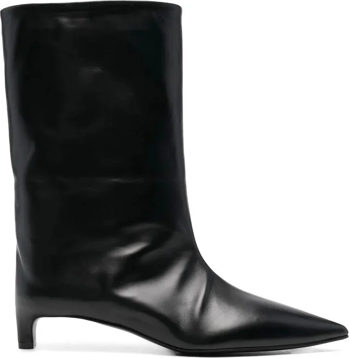 Pointed-Toe Leather Boots