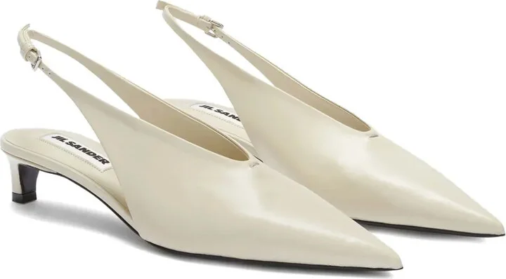 Pointed-Toe Leather Slingback Pumps - Image 2