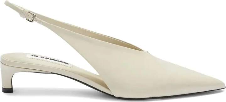 Pointed-Toe Leather Slingback Pumps