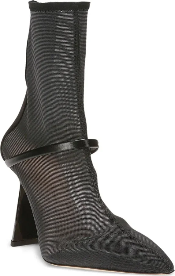 Pointed-Toe Mesh Ankle Boots - Image 2