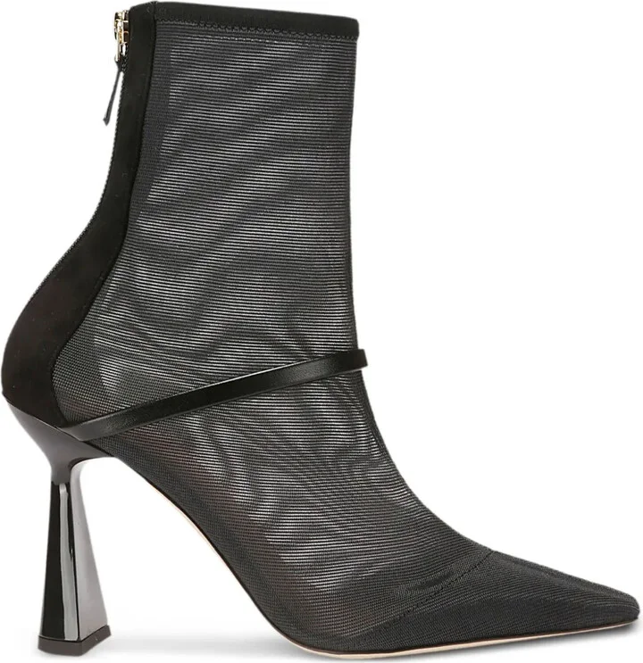 Pointed-Toe Mesh Ankle Boots