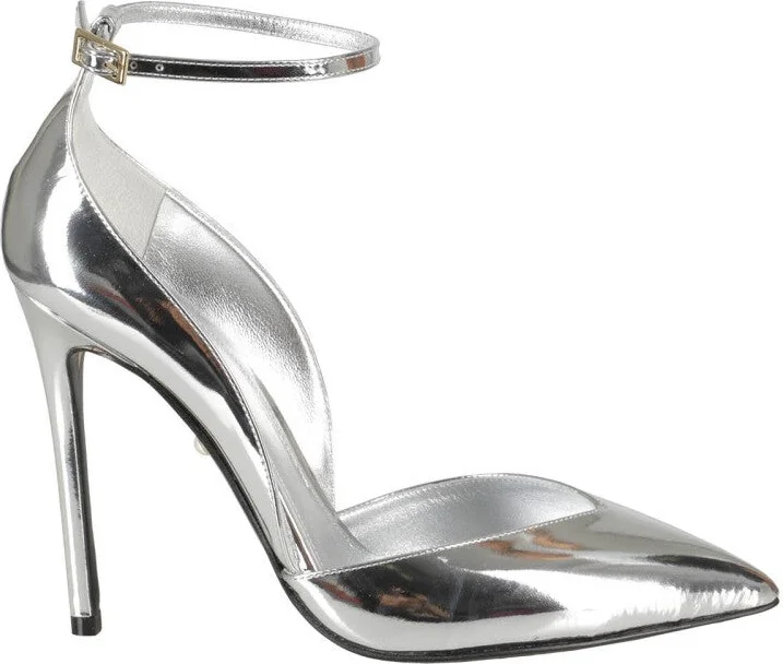 Pointed Toe Metallic Leather Pumps