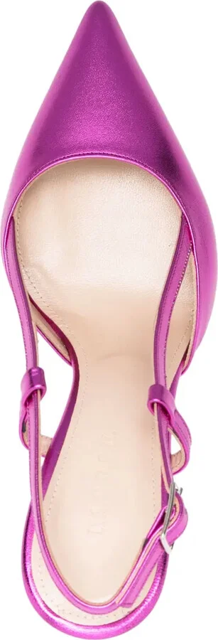Pointed-Toe Metallic-Leather Slingback Pumps - Image 4