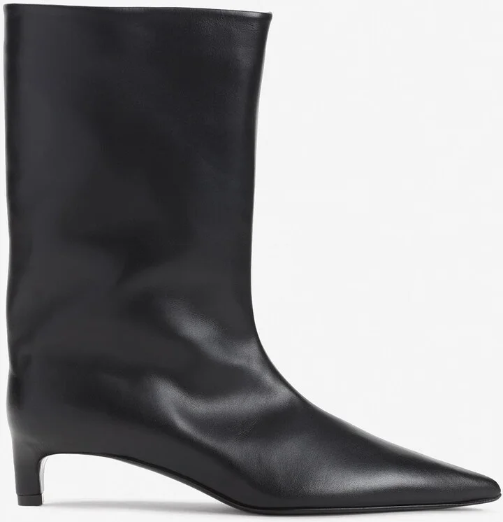 Pointed-Toe Mid-Calf Boots