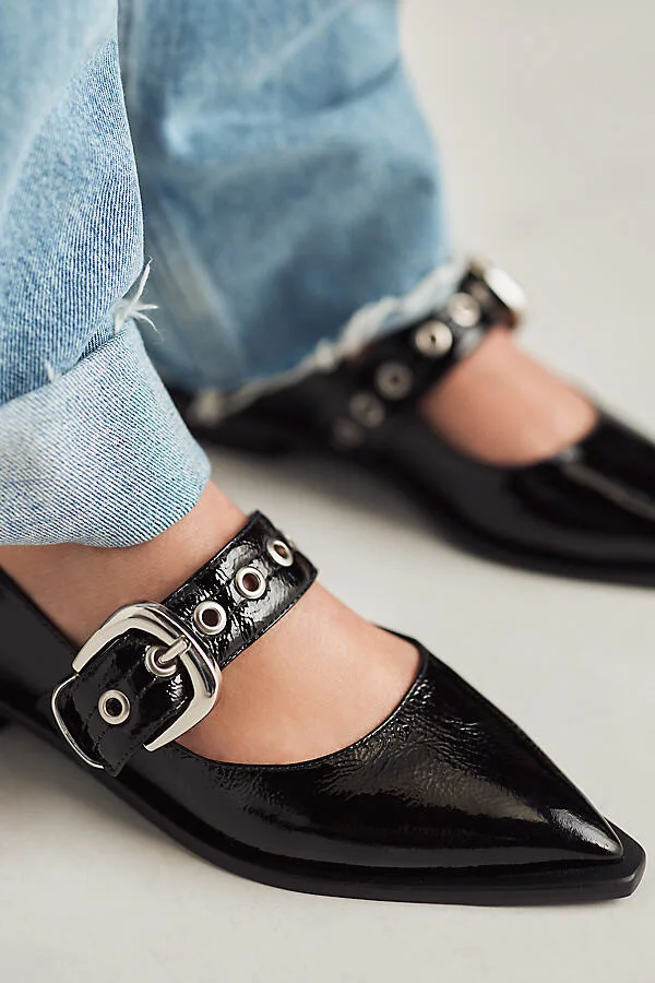 Pointed-Toe Moto Mary Jane Flats - Image 3