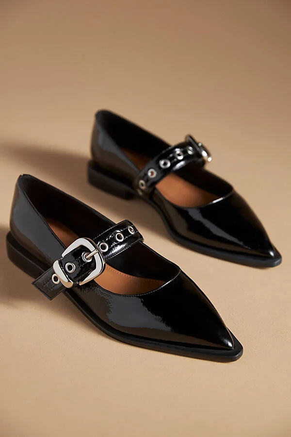 Pointed-Toe Moto Mary Jane Flats - Image 4
