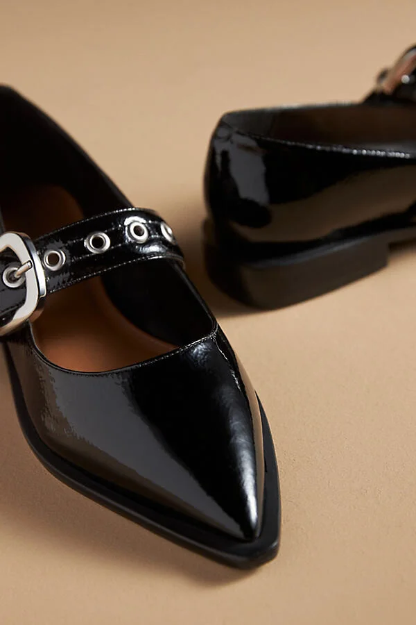 Pointed-Toe Moto Mary Jane Flats - Image 6