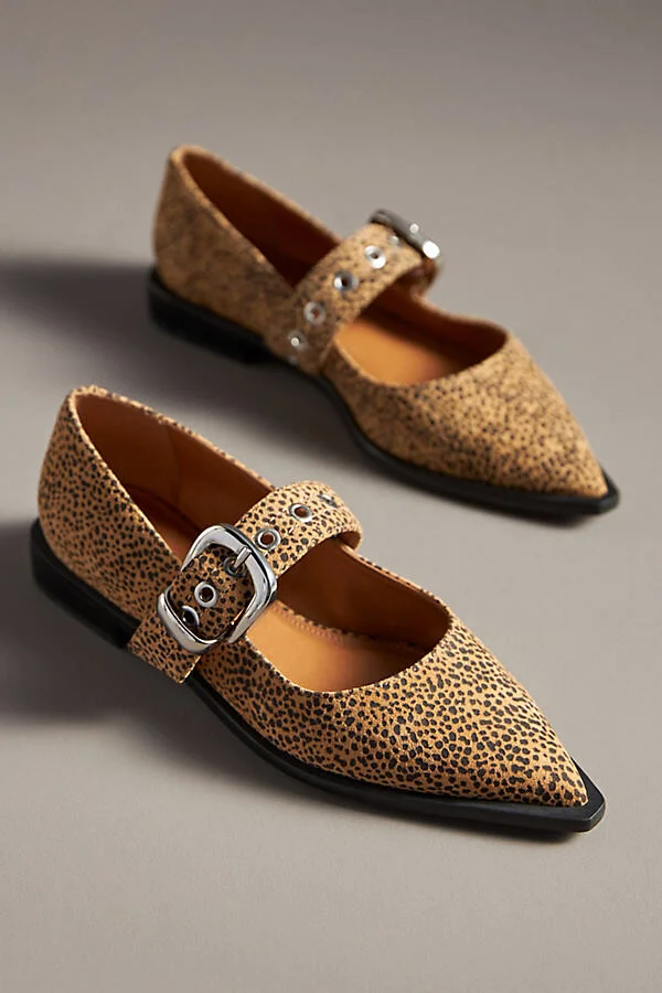 Pointed-Toe Moto Mary Jane Flats - Image 2