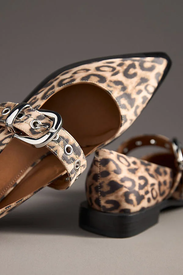 Pointed-Toe Moto Mary Jane Flats - Image 3