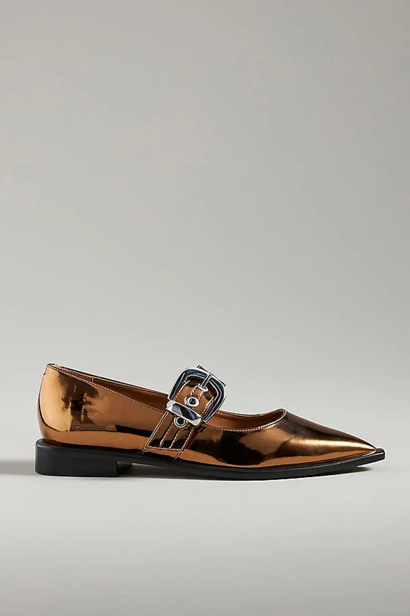 Pointed-Toe Moto Mary Jane Flats - Image 2