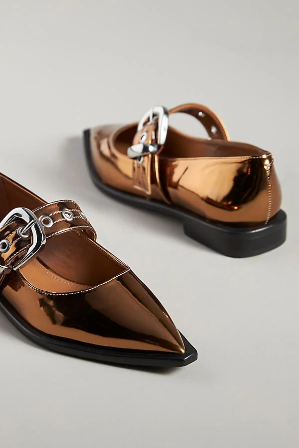 Pointed-Toe Moto Mary Jane Flats - Image 3