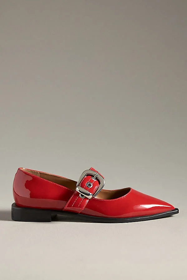 Pointed-Toe Moto Mary Jane Flats - Image 2