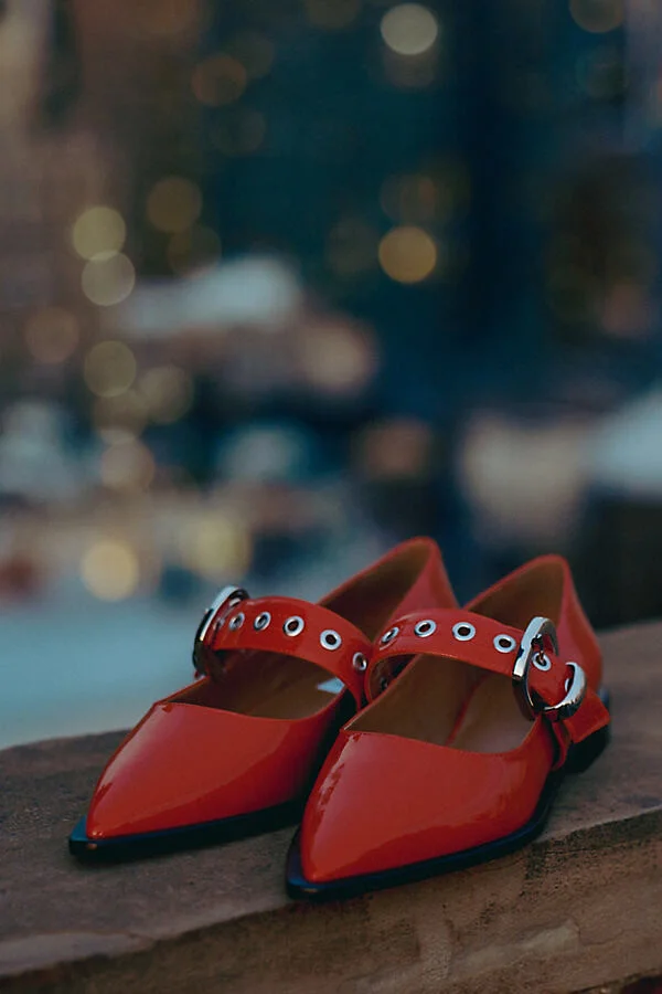 Pointed-Toe Moto Mary Jane Flats - Image 5