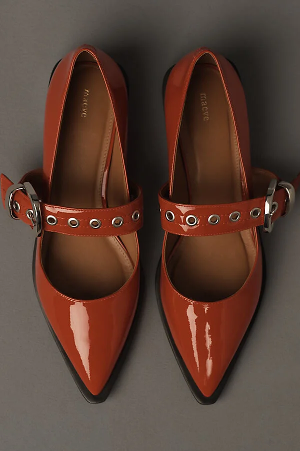 Pointed-Toe Moto Mary Jane Flats - Image 6