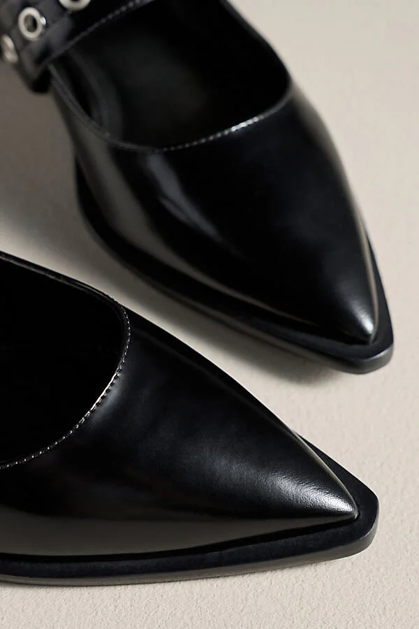 Pointed-Toe Moto Mary Jane Flats - Image 4