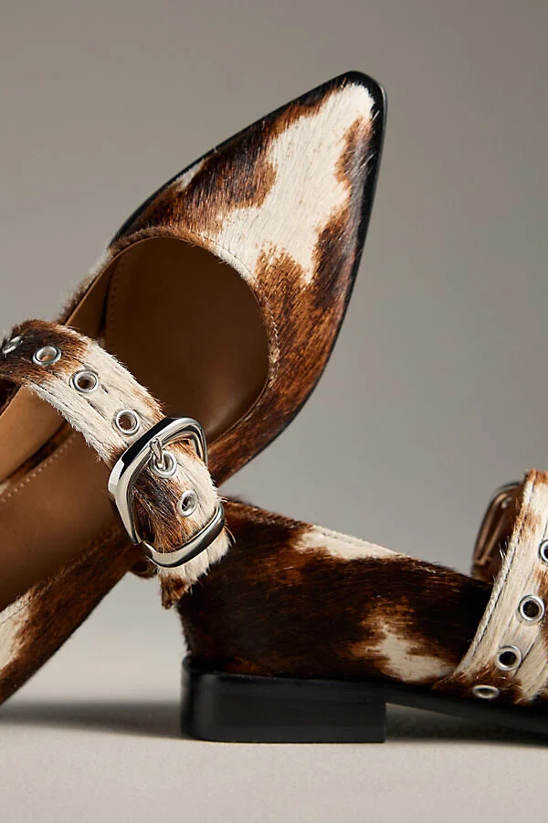 Pointed-Toe Moto Mary Jane Flats - Image 3