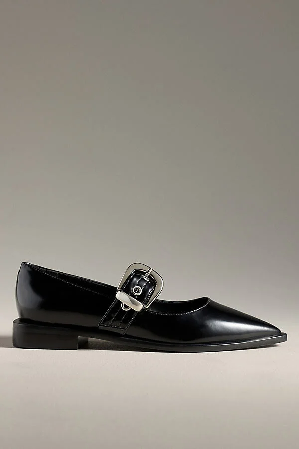 Pointed-Toe Moto Mary Jane Flats