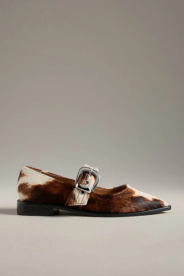 Pointed-Toe Moto Mary Jane Flats