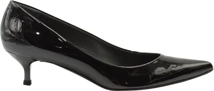 Pointed Toe Pumps in Black Patent Leather