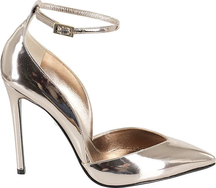Pointed Toe Pumps With Mirrored Leather Finish