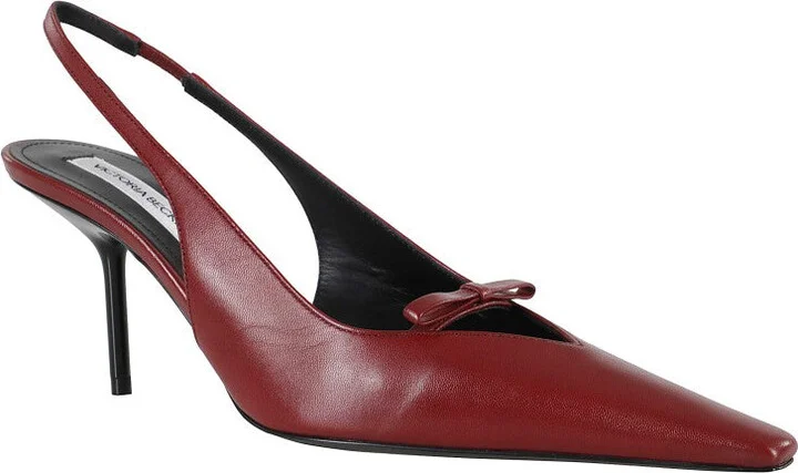 Pointed Toe Slingback Pumps With Bow Detail