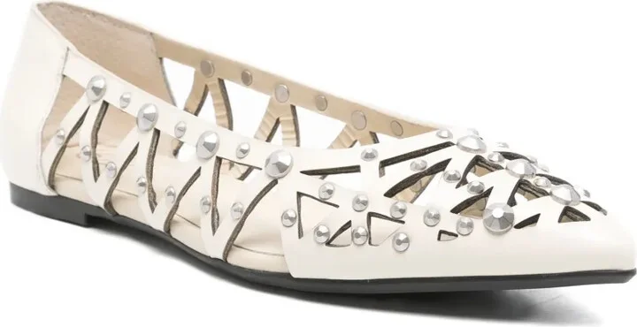 Pointed-Toe Studded Flat Pumps - Image 2