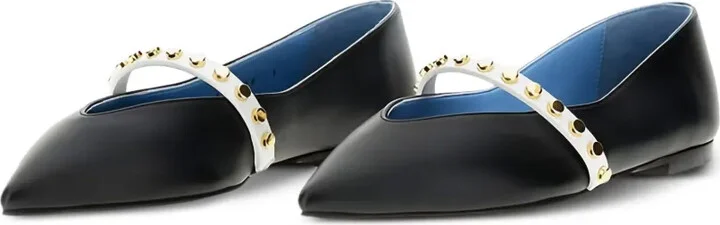 Pointed-Toe Studded Flat Pumps - Image 2