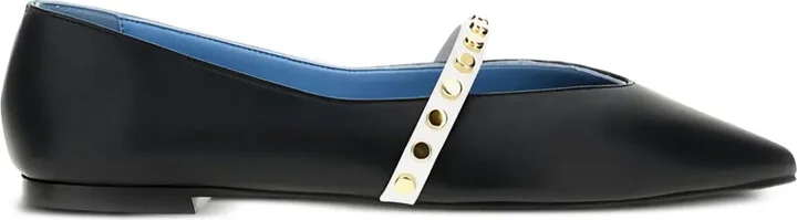 Pointed-Toe Studded Flat Pumps