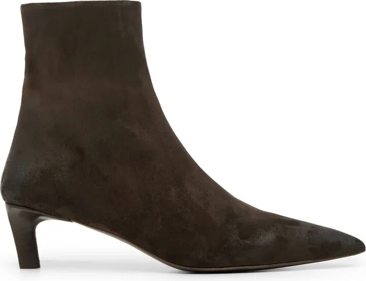 Pointed-Toe Suede Ankle Boots