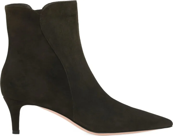Pointed-Toe Suede Ankle Boots