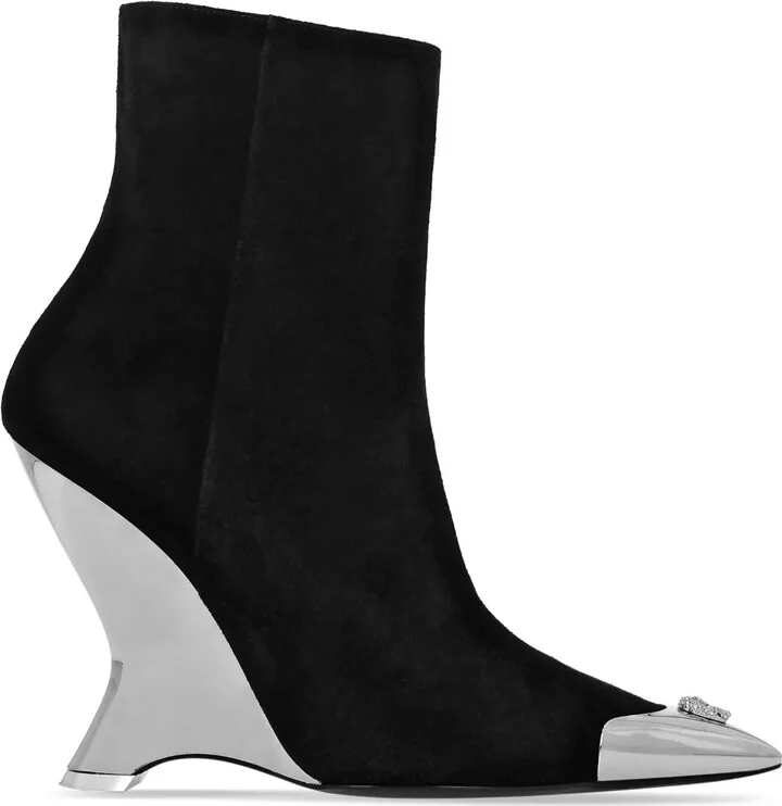 Pointed-Toe Suede Ankle Boots
