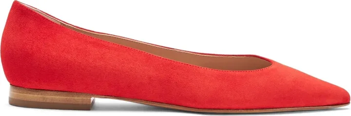 Pointed-Toe Suede Ballerina Shoes