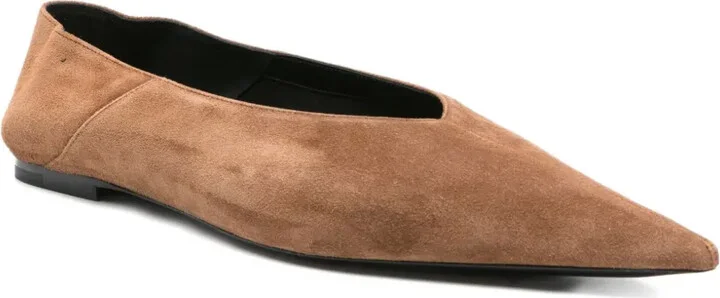 Pointed-Toe Suede Ballet Flats - Image 2