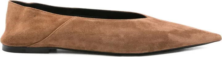 Pointed-Toe Suede Ballet Flats